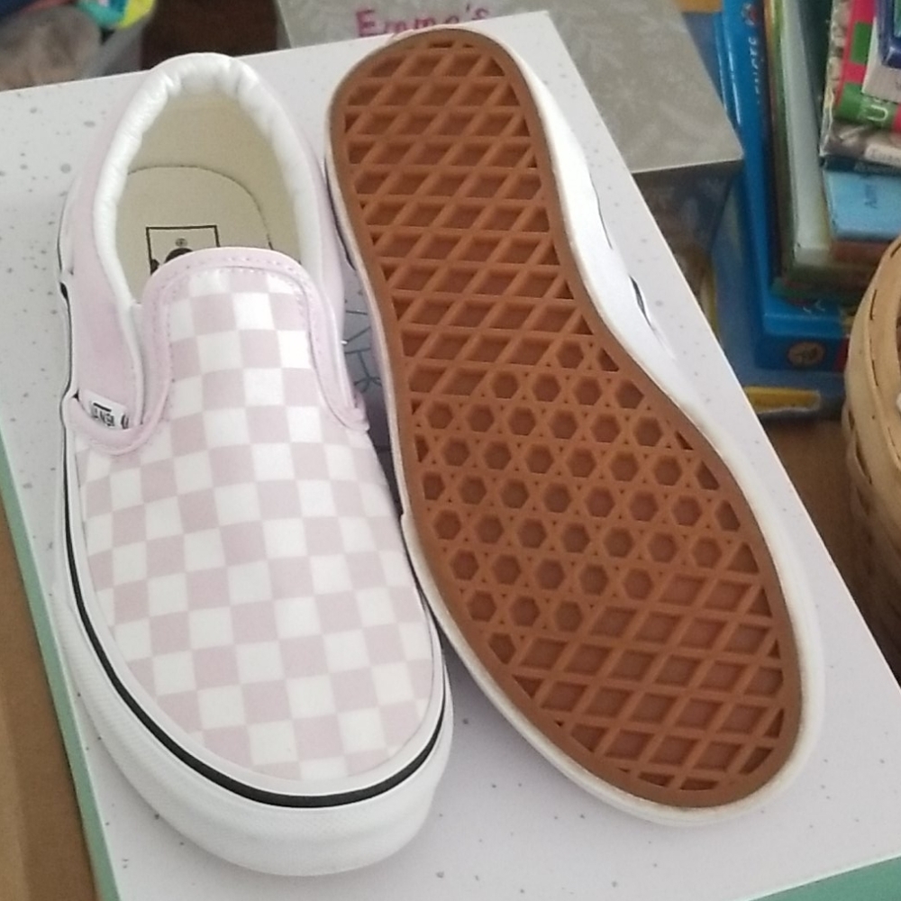 ⛔SOLD⛔Classic Slip-On Checkerboard Lila/Snw Wht - Picture 2 of 3